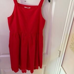 Girls red embroidered sun dress copper  key size L